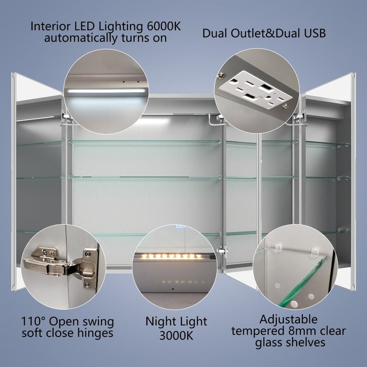 Boost-M2 48x32 LED Lighted Bathroom Medicine Cabinet Recessed Waterproof Mirror Image 5