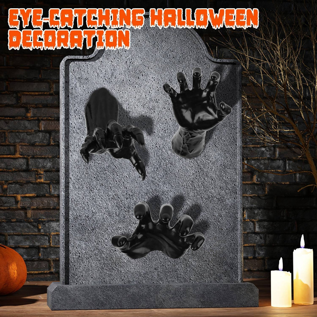 Creepy Reaching Hands Halloween Decoration with Lighted Candles Black PVC 3 Pcs Image 1