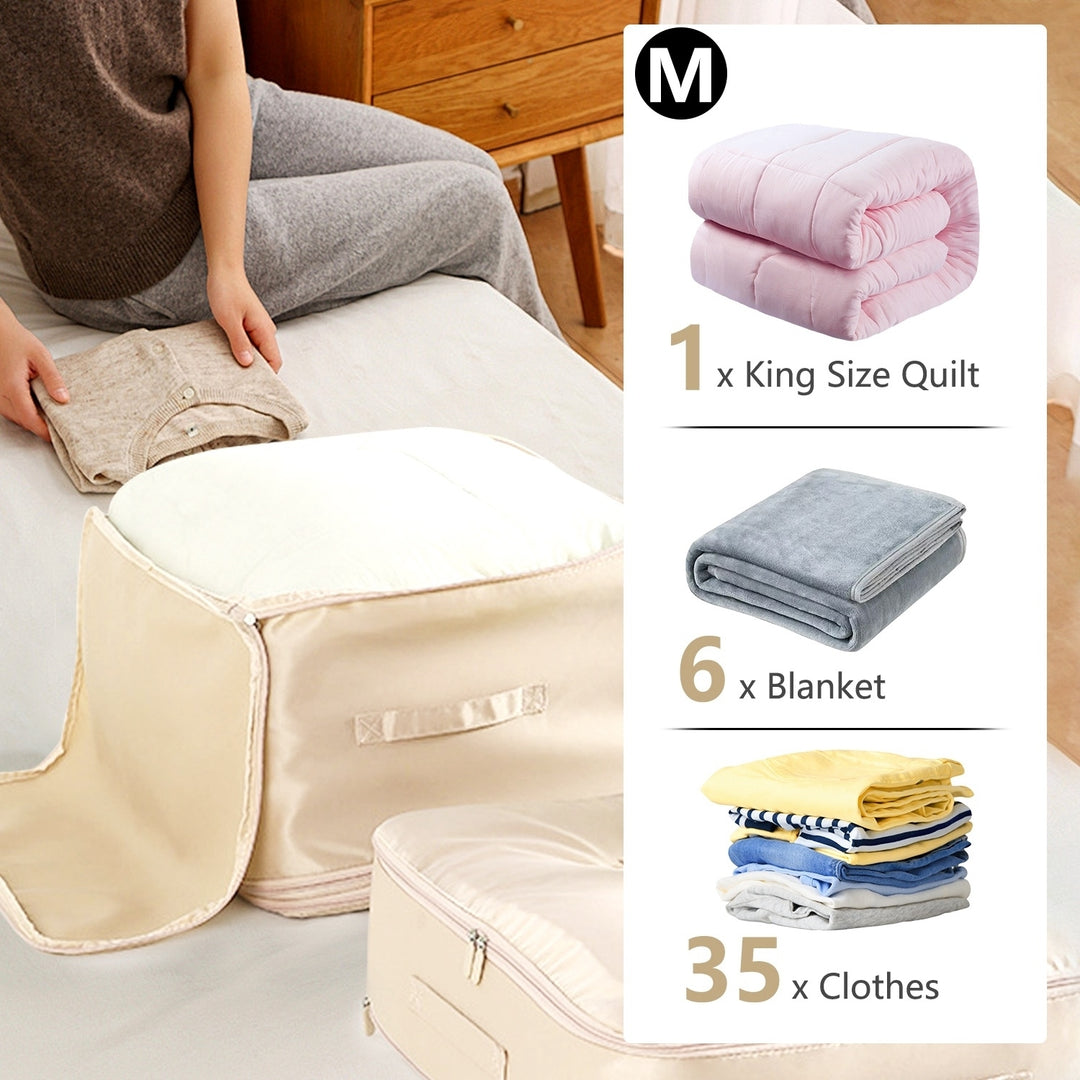 Large Foldable Storage Bag for Comforters Bedding Clothes Grey Apricot M L Image 3