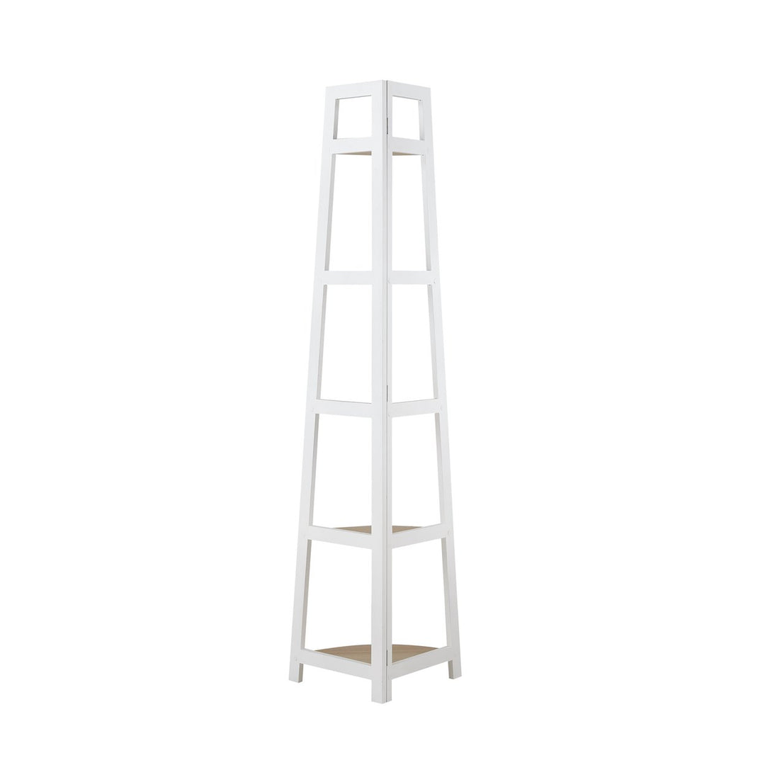 Loft Lyfe Haroon Corner Bookshelf ,Multifunctional Storage Organizer in White/Natural Image 3