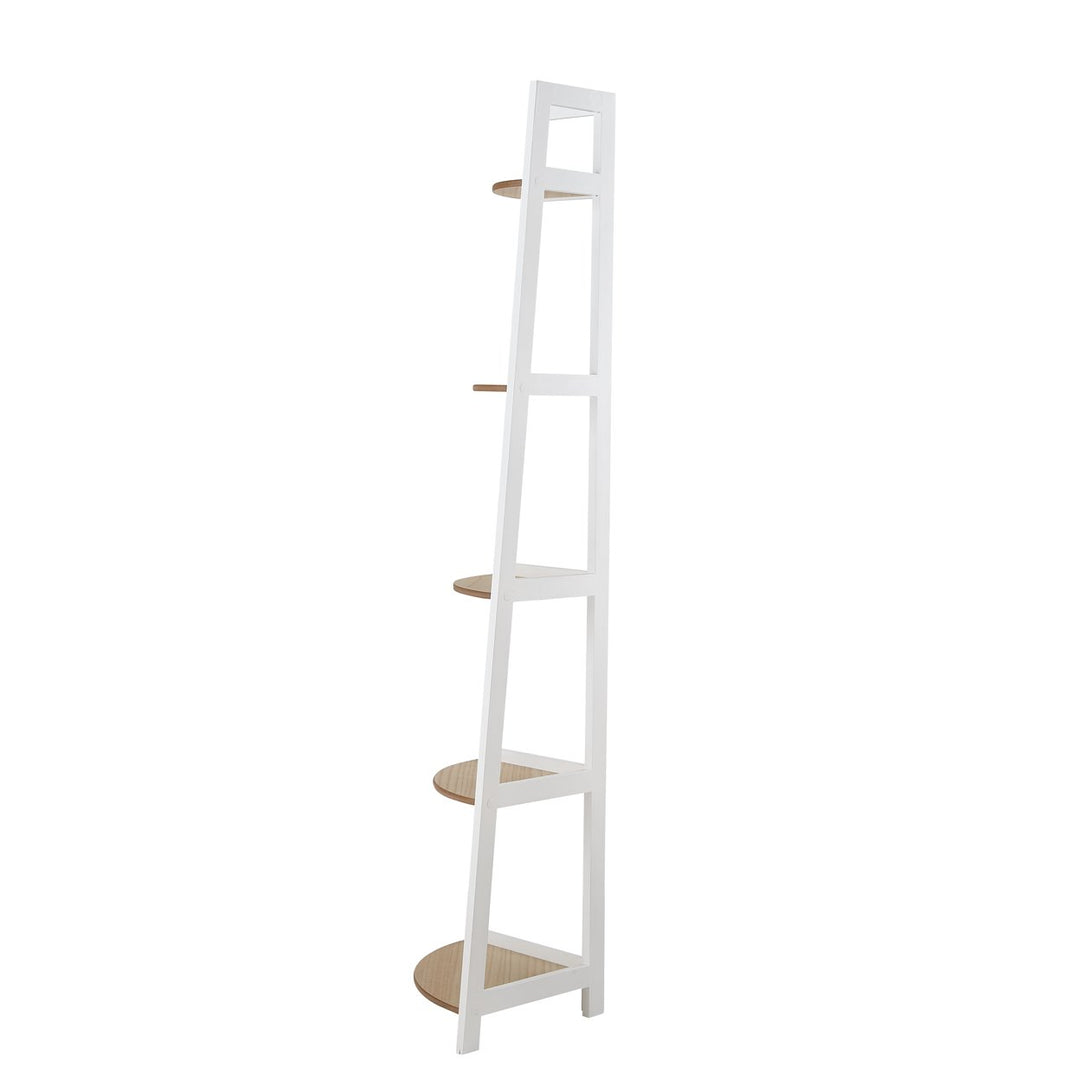 Loft Lyfe Haroon Corner Bookshelf ,Multifunctional Storage Organizer in White/Natural Image 4