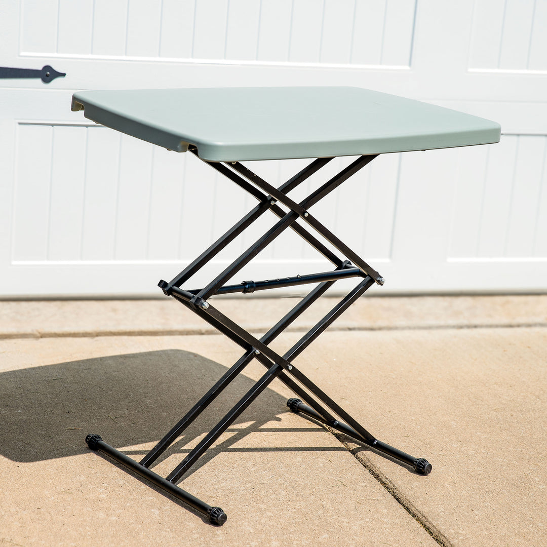 Sunnydaze Rectangular Plastic Top Adjustable Leg Patio Table - Gray Image 3