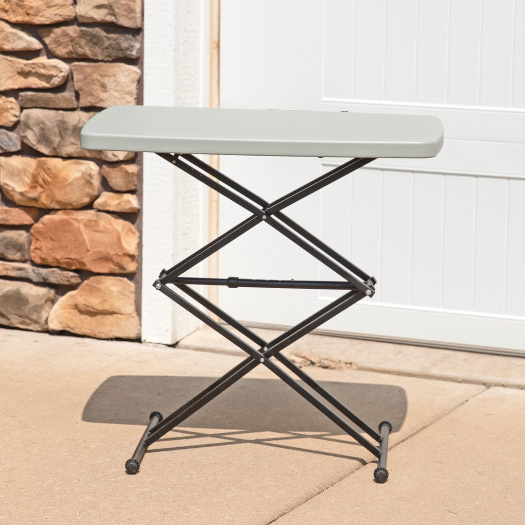 Sunnydaze Rectangular Plastic Top Adjustable Leg Patio Table - Gray Image 5