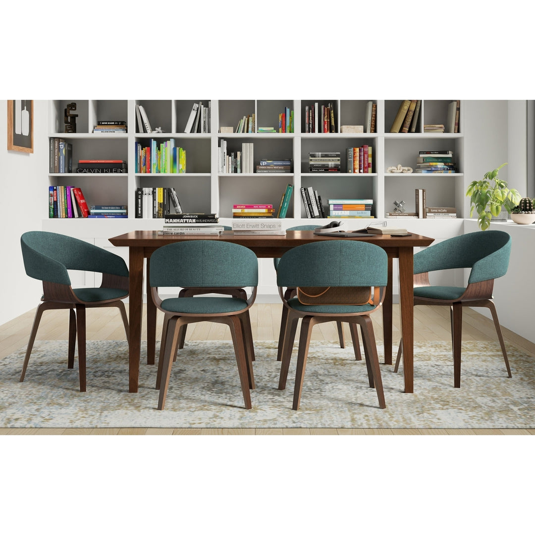 Draper Dining Table Walnut 66x40 Mid Century Solid Rubberwood Modern Design Image 2