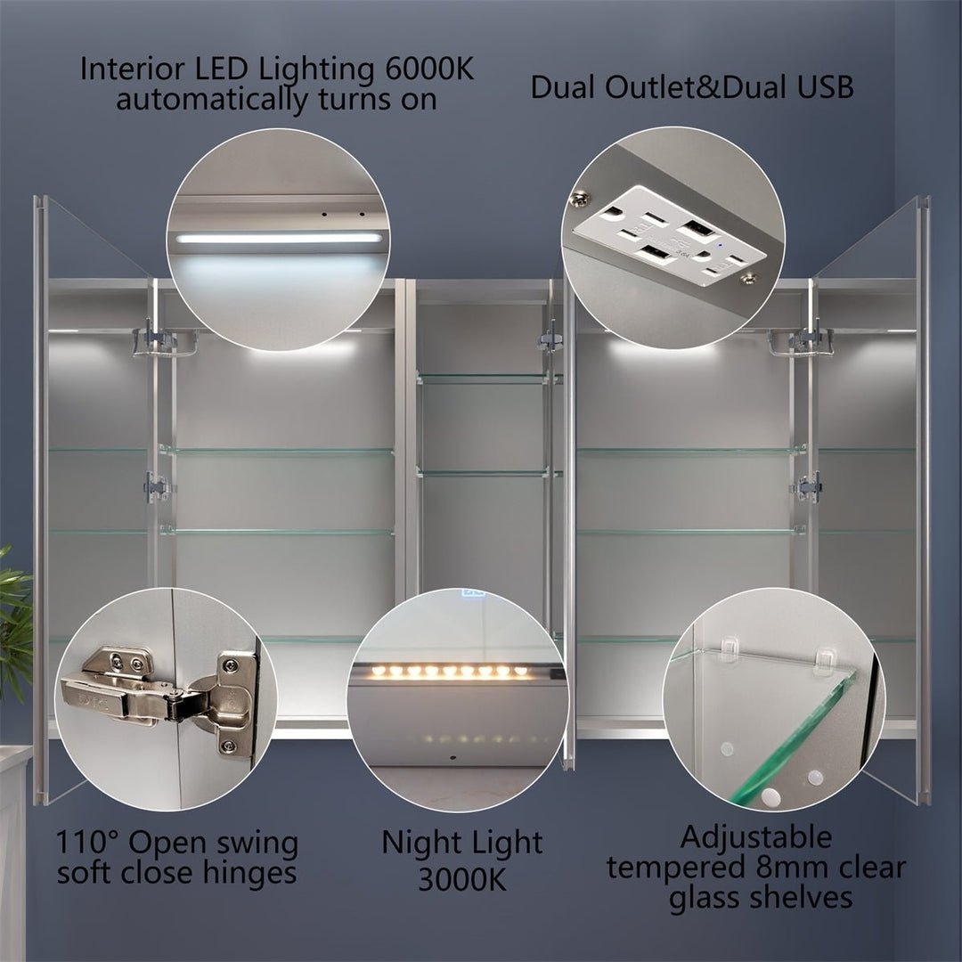 Boost-M2 52" W x 36" H Combination Medicine Cabinet with Mirror led Lighted Medicine Cabinet Image 7