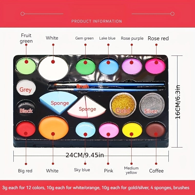 Face Paint Set 14 Colors Body Paint Palette For Halloween Cosplay Makeup Image 3