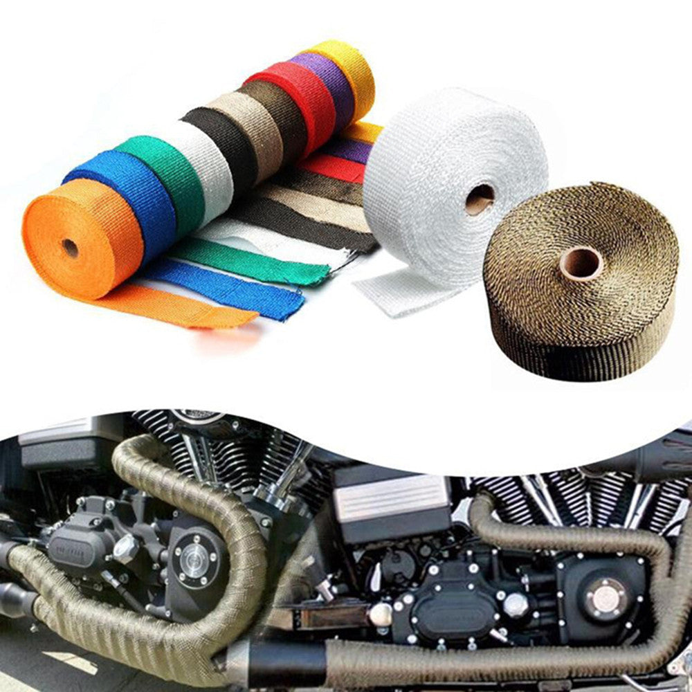 QIYOU 5m Car Exhaust Pipe Wrap Insulation Glass Fiber Heat Shield High Temp Roll Image 3