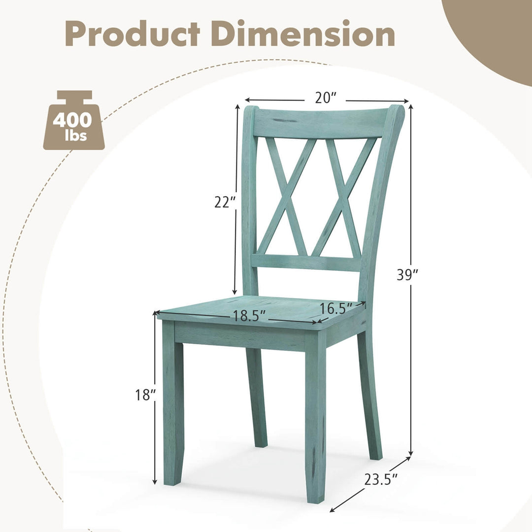 Set of 2 Wood Dining Chair Cross Back Dining Room Side Chair Mint Green Home Kitchen Image 3