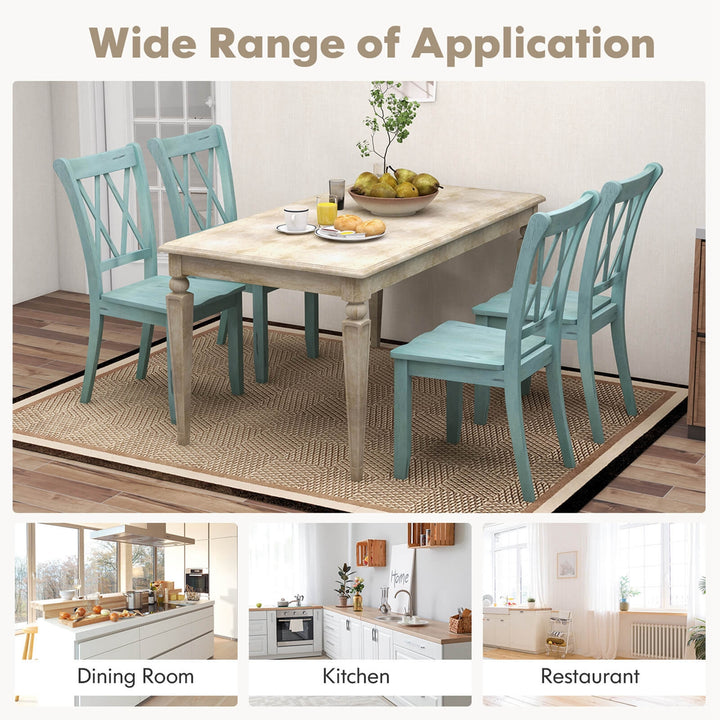 Set of 2 Wood Dining Chair Cross Back Dining Room Side Chair Mint Green Home Kitchen Image 5