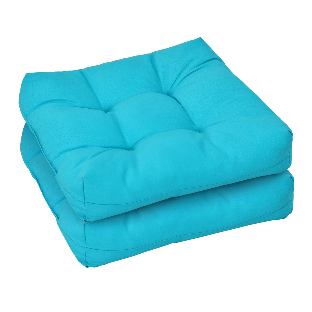 Costway 2PCS 21 x 21 Patio Chair Seat Cushion Pads Indoor/Outdoor Navy\Turquoise Image 5