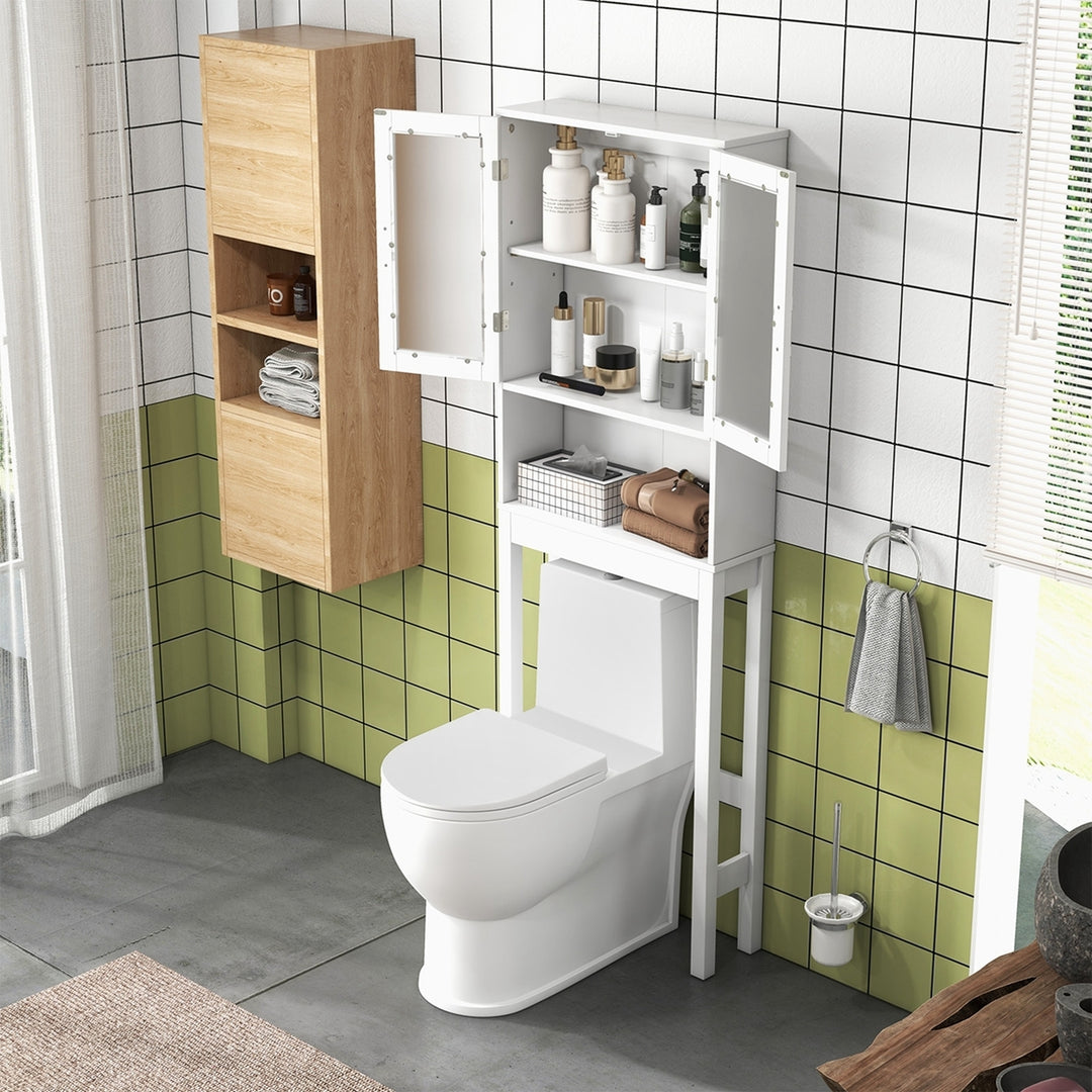 Wooden Over The Toilet Storage Cabinet Spacesaver Organizer Bathroom Tower Rack Image 7