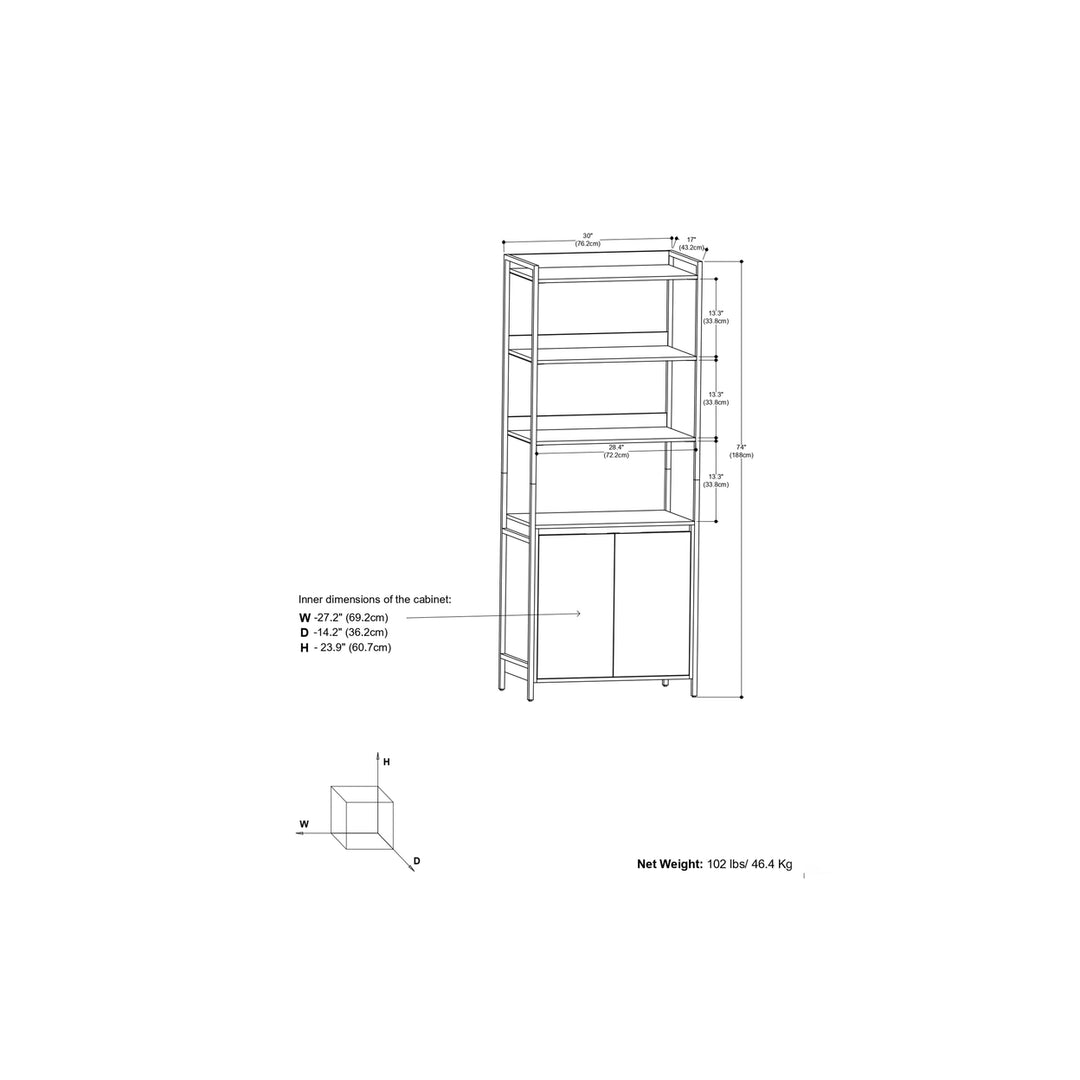 Kelsey Large Bookshelf with Cabinet Image 11