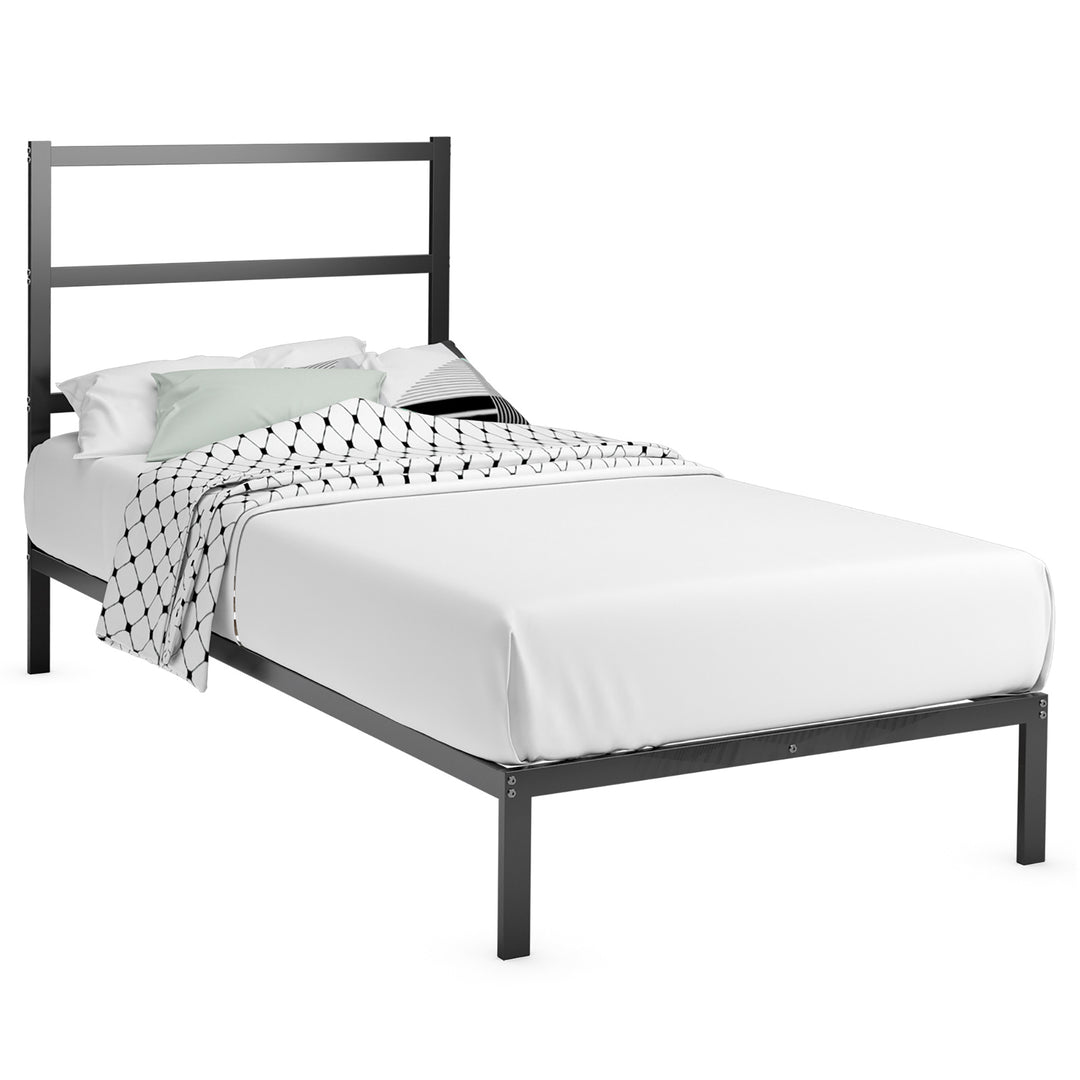 Costway Twin/Full Metal Bed Platform Frame Heavy Duty Mattress Foundation w/Headboard Image 4