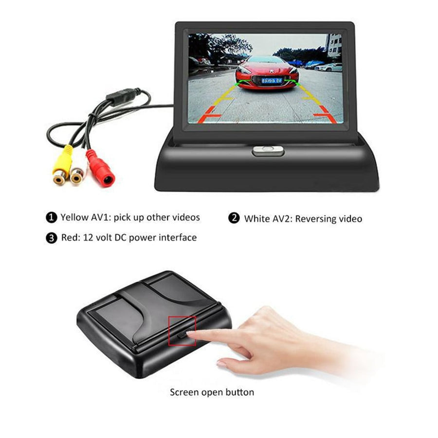 4.3 Inch HD LCD Folding Monitor Rear View CCD Camera Display 2 Video Input Waterproof Image 1