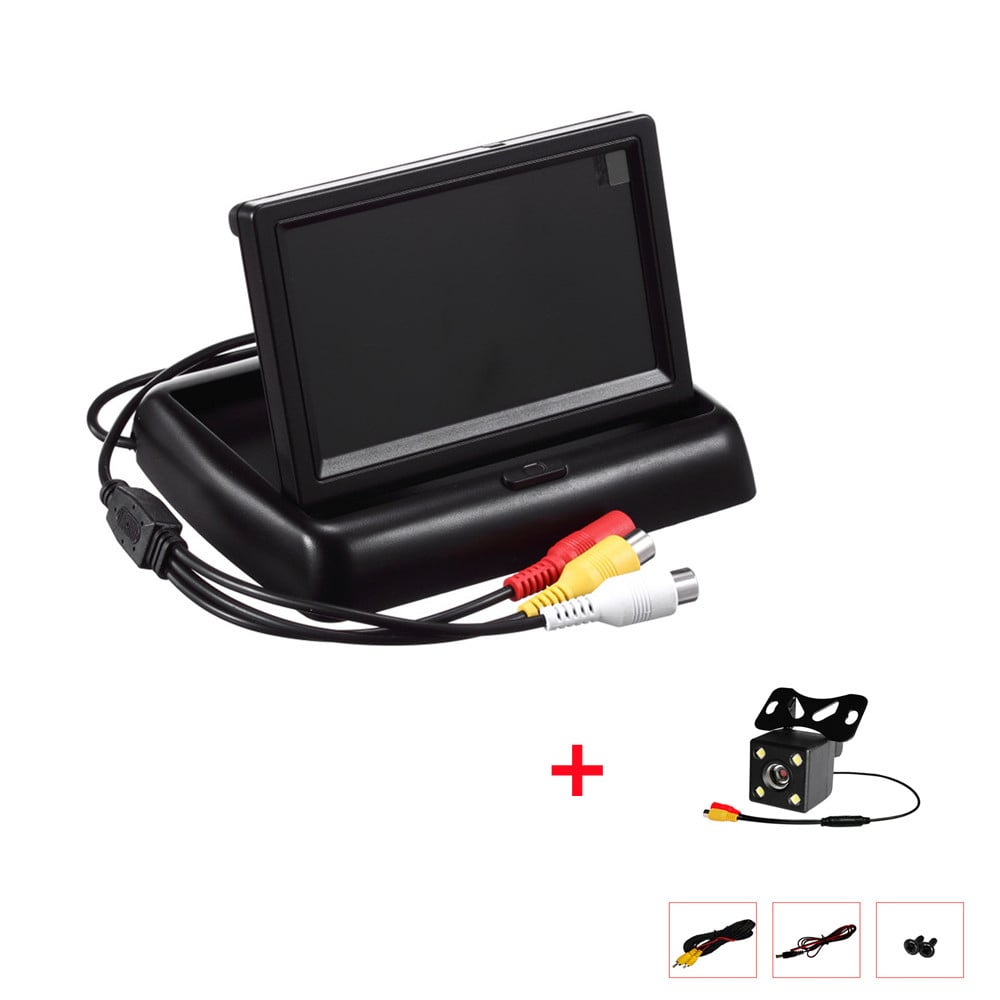 4.3 Inch HD LCD Folding Monitor Rear View CCD Camera Display 2 Video Input Waterproof Image 1