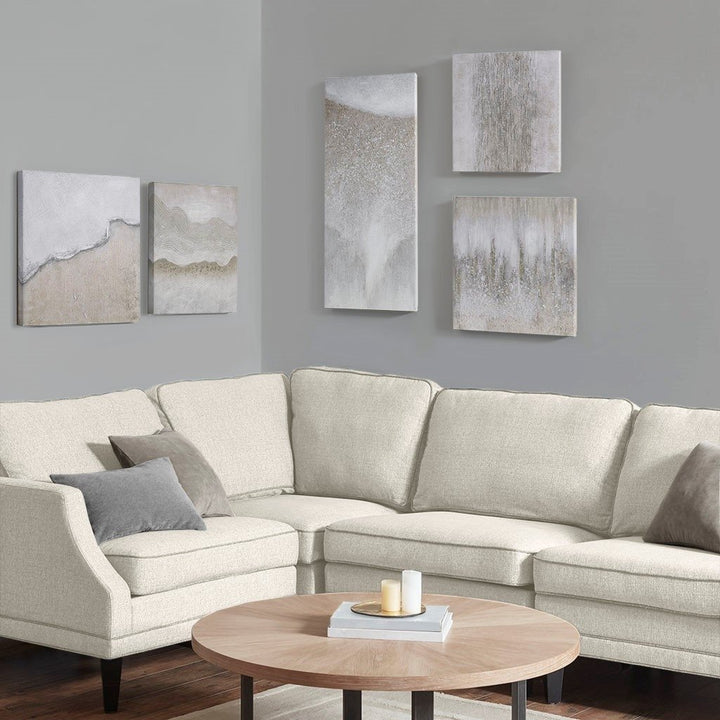 Gracie Mills Kaiser Artisan Flourish 5-Piece Hand-Embellished Abstract Gallery Canvas Wall Art Set - GRACE-14848 Image 4