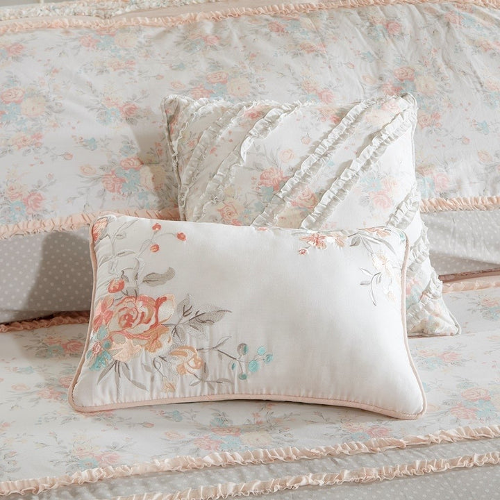 Gracie Mills Cotton Percale Comforter Set Peach Grey Floral Twin GRACE-7560 Image 1