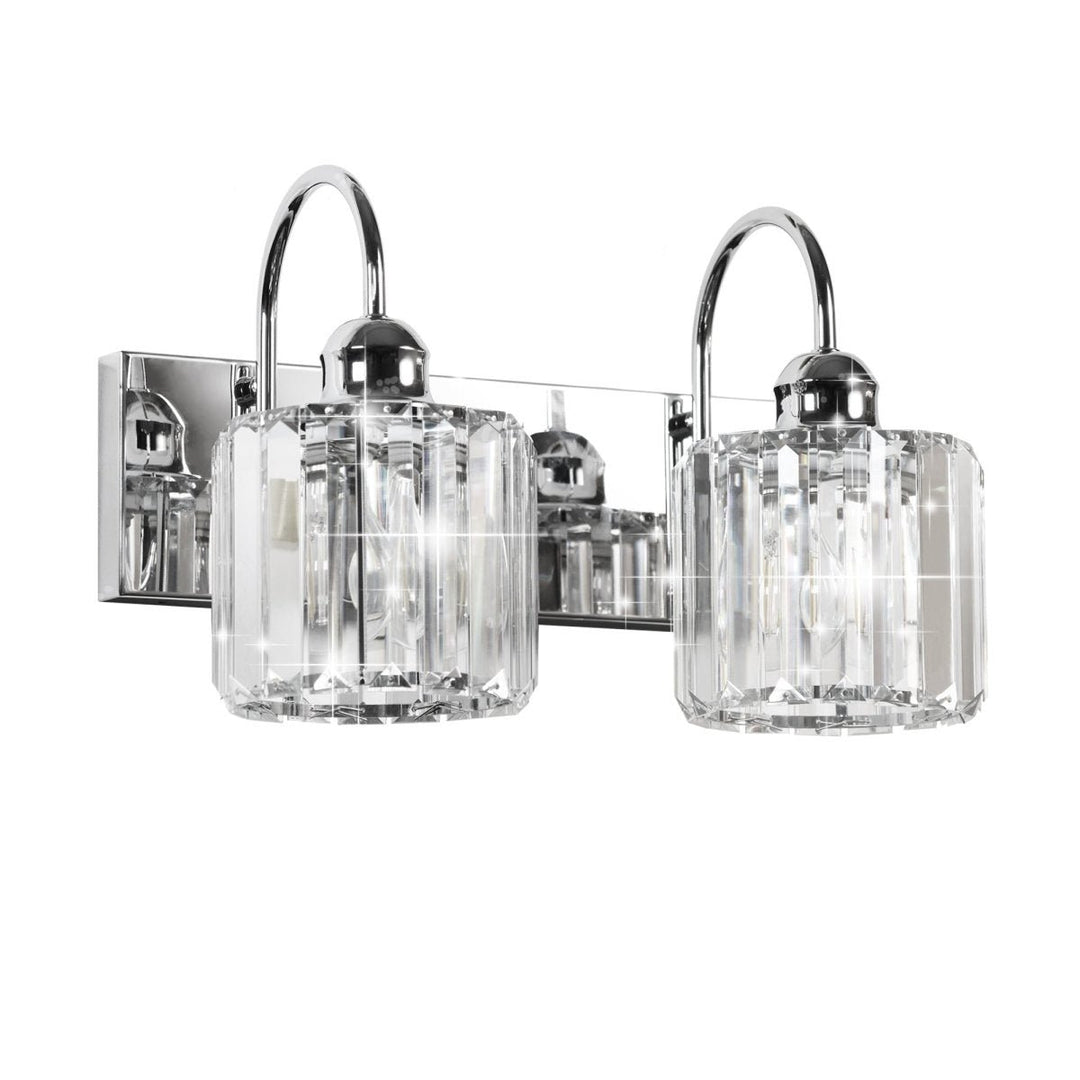 ExBrite 12 Inch Chrome Vanity Light Fixture with Crystal Design E26 Bulb Compatible Image 1