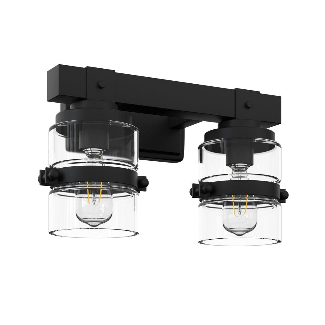 ExBrite 14 Inch Matte Black 2-Light Vanity Light Fixture E26 Bulb Compatible Image 1