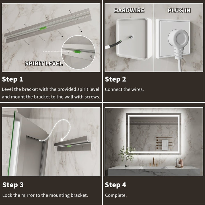 ExBrite Front and Back lit Dimmable LED Anti Fog Bathroom Mirror Linea Series 40"W x 32"H Image 4