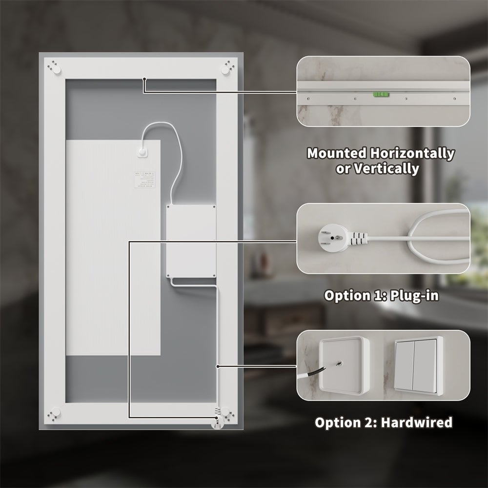 ExBrite Front and Back lit Dimmable LED Anti Fog Bathroom Mirror Linea Series 72"W x 36"H Image 10