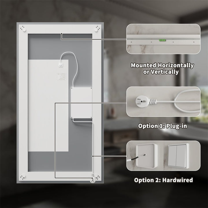 ExBrite Front and Back lit Dimmable LED Anti Fog Bathroom Mirror Linea Series 72"W x 36"H Image 10