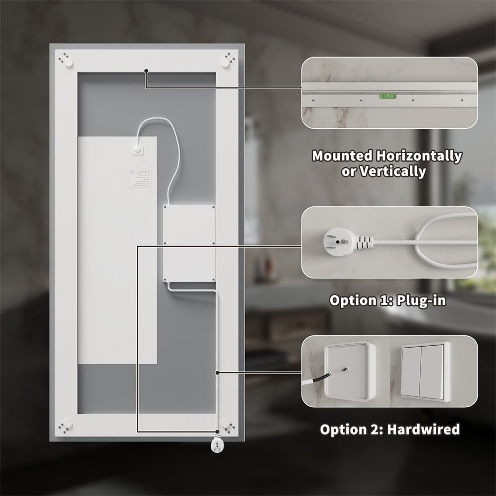 Linea 84 LED Heated Bathroom Mirror Anti Fog Dimmable Backlit 32in x 84in Image 12