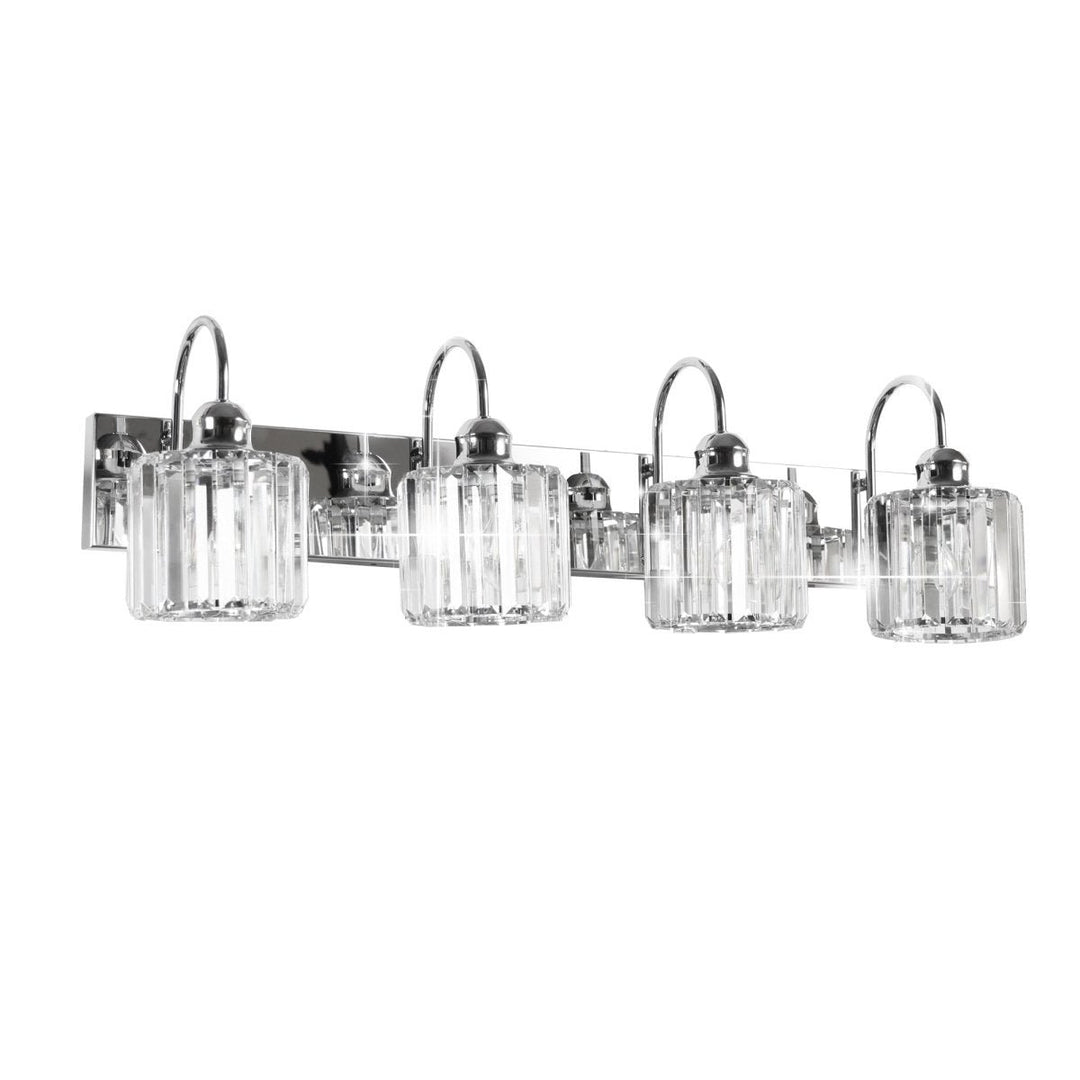 ExBrite 32 Inch Chrome Crystal Vanity Light 4 Bulb Bathroom Fixture Image 1