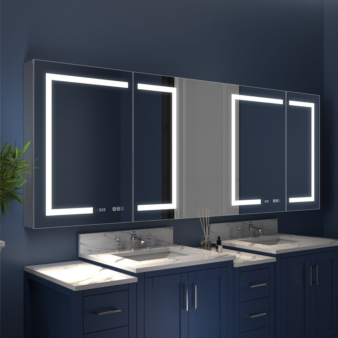 Boost-M2 84" W x 32" H Bathroom Narrow Light Medicine Cabinets with Vanity Mirror Recessed or Surface Image 6