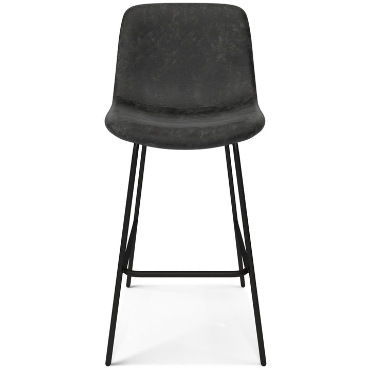 Jolie Bar Stool Set of 2 Lightweight Upholstered Bucket Seat Metal Base Black Image 4