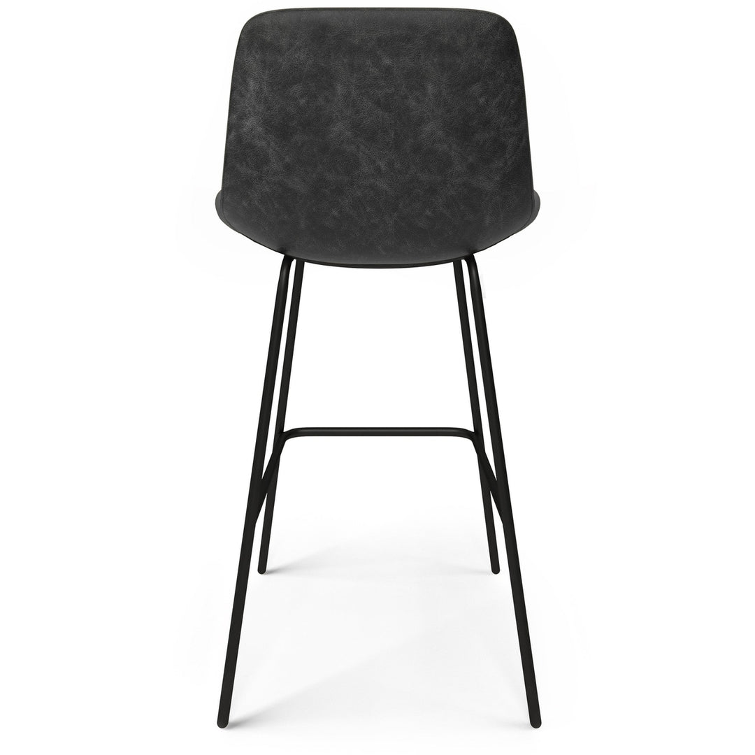 Jolie Bar Stool Set of 2 Lightweight Upholstered Bucket Seat Metal Base Black Image 7