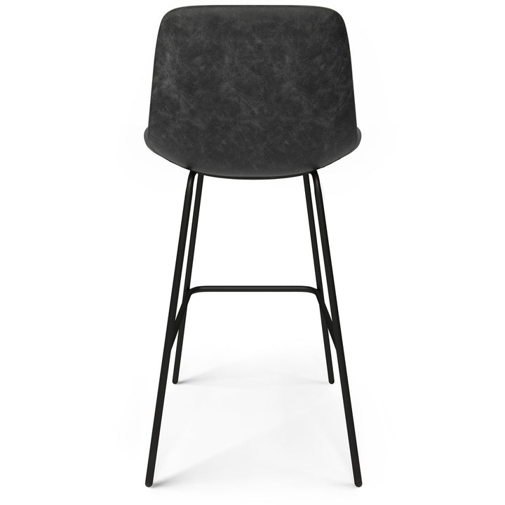 Jolie Bar Stool Set of 2 Lightweight Upholstered Bucket Seat Metal Base Black Image 7