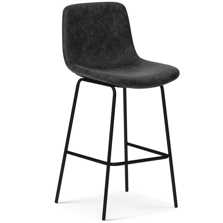 Jolie Bar Stool Set of 2 Lightweight Upholstered Bucket Seat Metal Base Black Image 11