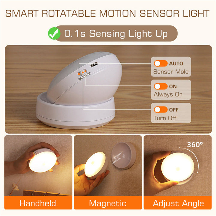 PIR Motion Sensor LED Night Light Wireless Rechargeable Under Cabinet 3000K 6500K Image 2