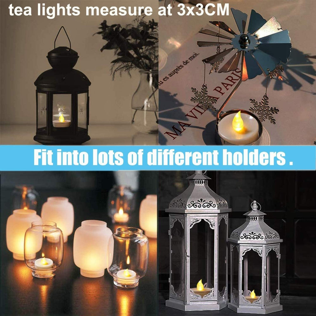 LED Candles 48 Pack Battery Operated Flickering Amber Tea Lights Safe Long Life Image 2