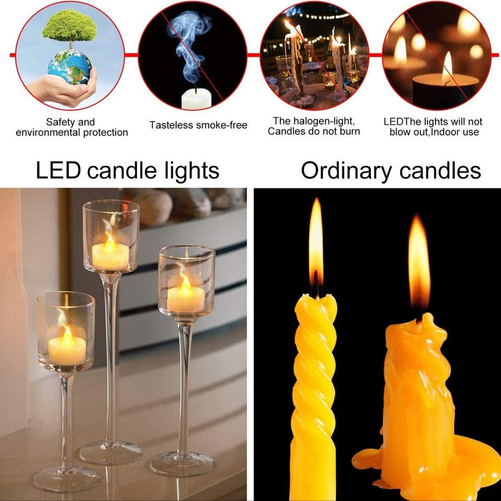 LED Candles 48 Pack Battery Operated Flickering Amber Tea Lights Safe Long Life Image 4