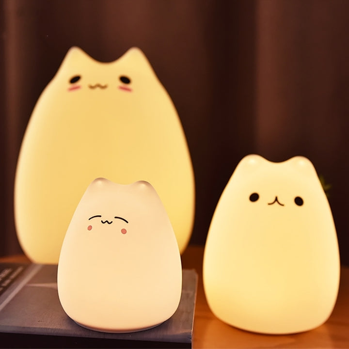 JINHENGYANG Mini Cat Night Lamp 7-Color Touch LED for Kids Bedroom Night Light Image 2