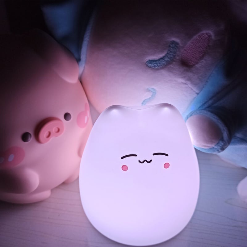 JINHENGYANG Mini Cat Night Lamp 7-Color Touch LED for Kids Bedroom Night Light Image 3