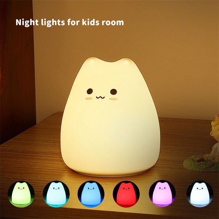 JINHENGYANG Mini Cat Night Lamp 7-Color Touch LED for Kids Bedroom Night Light Image 9