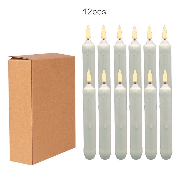 Flameless Candles 12 Pack Ivory LED Taper 6.9 Inch Battery Operated Decor Image 6