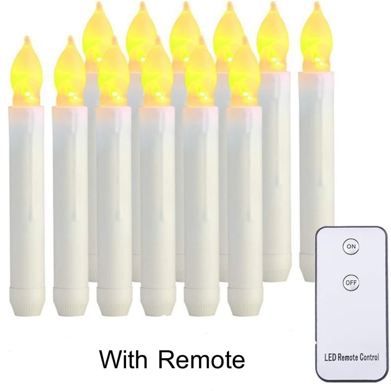 Flameless Candles 12 Pack Ivory LED Taper 6.9 Inch Battery Operated Decor Image 7