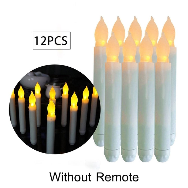 Flameless Candles 12 Pack Ivory LED Taper 6.9 Inch Battery Operated Decor Image 8