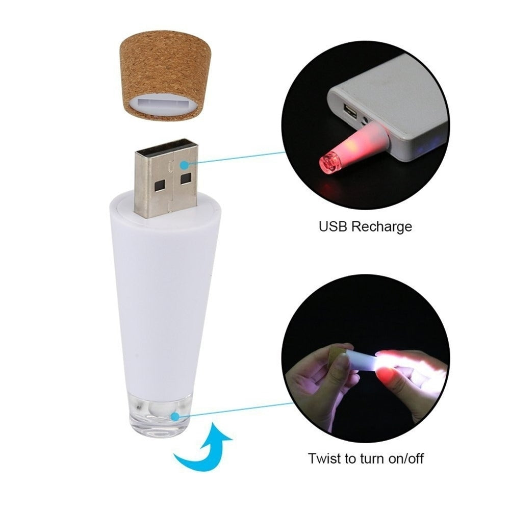 USB Rechargeable Cork Bottle Lights Mini White LED Decoration for Party Wedding Image 7