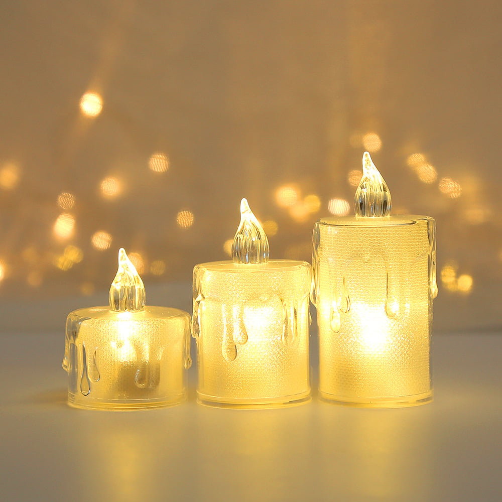 24 Pcs LED Flameless Candles Warm Light Flickering Plastic Pillar Night Light Image 2