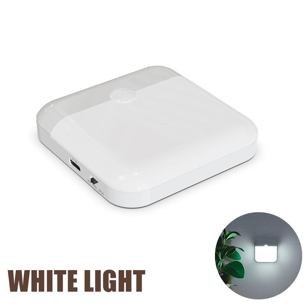 LED Motion Sensor Night Light USB Rechargeable Lamp for Bedroom Kitchen Hallway Image 1