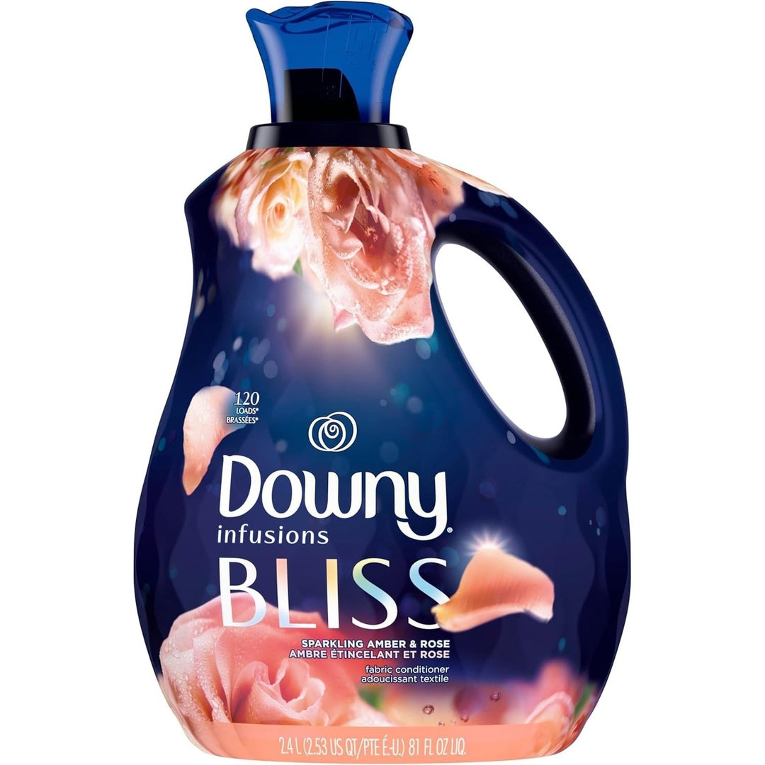 Downy Infusions Fabric Softener Liquid, Bliss, Sparkling Amber and Rose, 2.4 L - Packaging and Scent May Vary Image 1