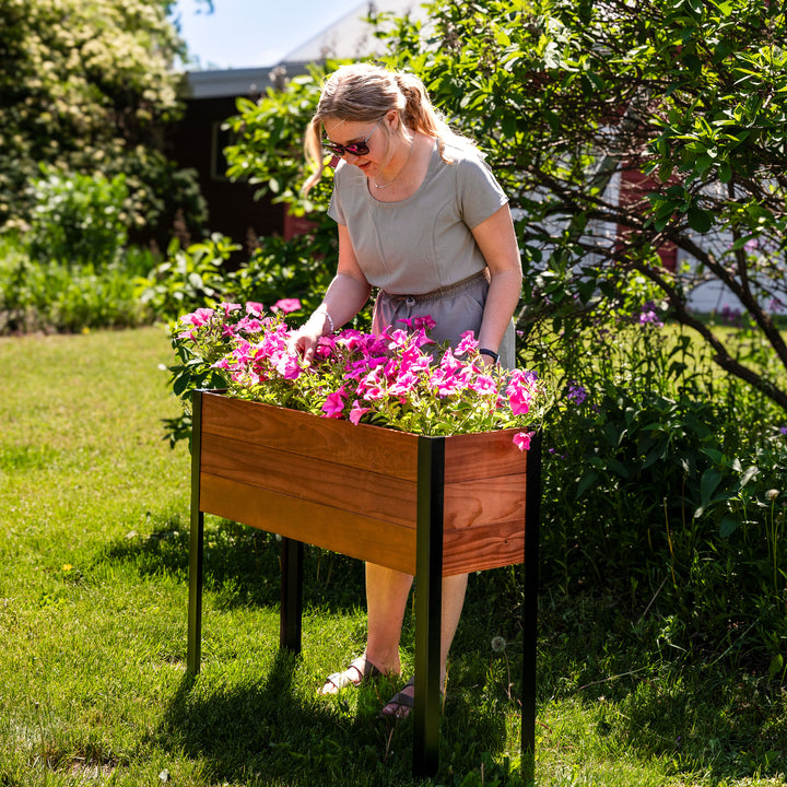 Sunnydaze Acacia Raised Garden Bed with Removable Planter - 31" H - Brown Image 5