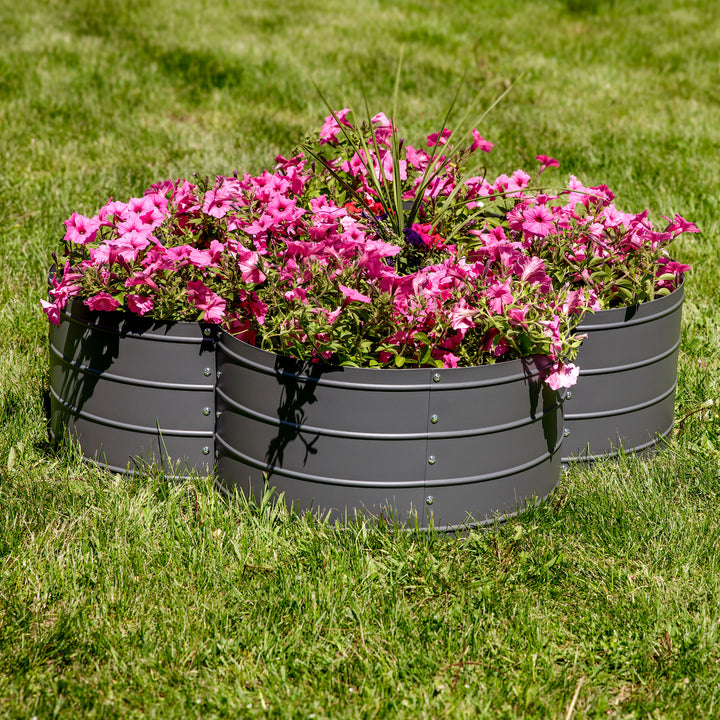 Sunnydaze 4-Leaf Clover-Shaped Galvanized Steel Raised Planter Bed - Gray Image 4