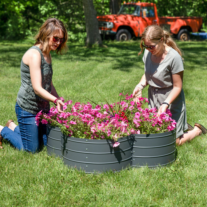 Sunnydaze 4-Leaf Clover-Shaped Galvanized Steel Raised Planter Bed - Gray Image 5