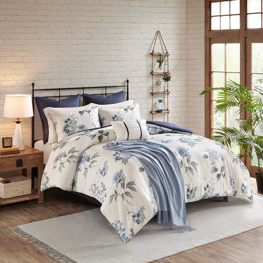 Gracie Mills Marlin 7 Piece Printed Seersucker Comforter Set with Throw Blanket - GRACE-12590 Image 2